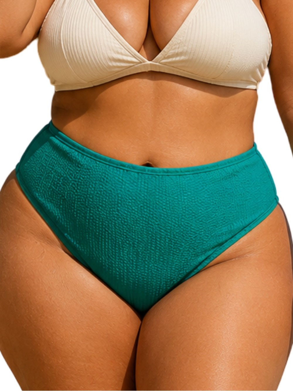 Old Navy 3X Green Bikini Bottoms Ribbed High-Cut Soft Stretch Plus Size Baddie